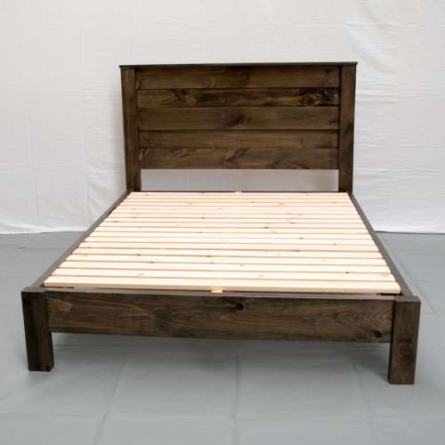 King Rustic Farmhouse Platform Solid Wood Beds w Headboard